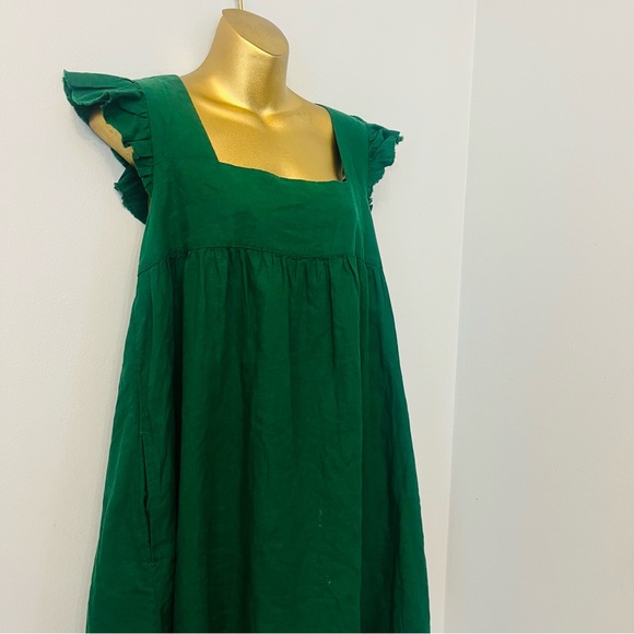 Aerie Forest Green Ruffle Babydoll Dress | Cottagecore Cozy Fall Large - Picture 3 of 5